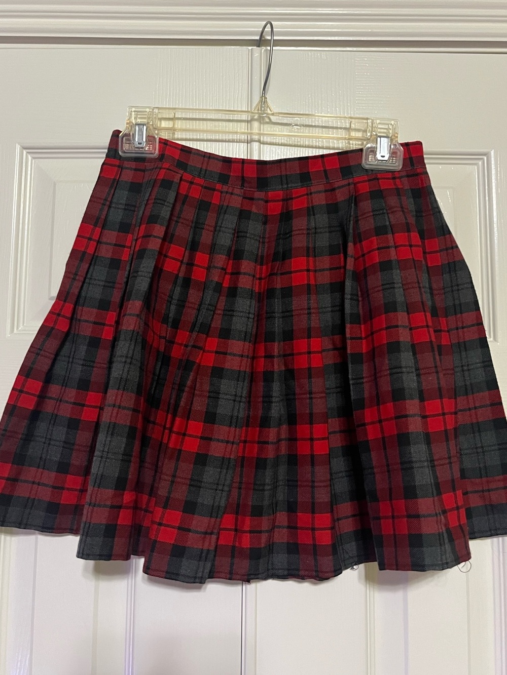 Red and Black Plaid Skater Skirt